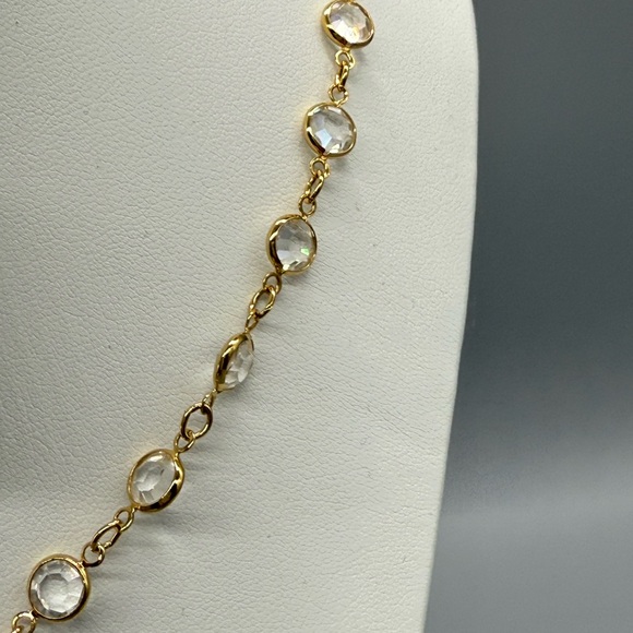 Elegant Gold and Clear Crystals Y Necklace and Earrings By Swarovski and S.A.L. - Picture 6 of 9
